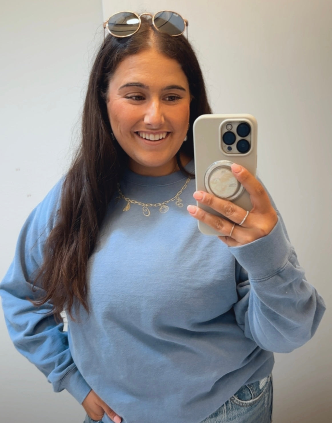 Custom Initial Charm Necklace Crewneck